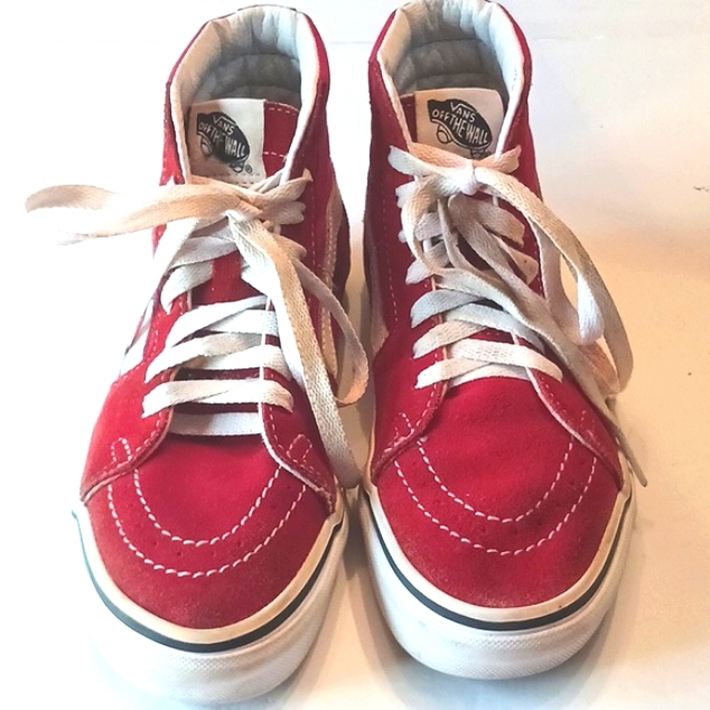 VANS Off The Wall High-Top Womens Red/White Sneakers Size 6